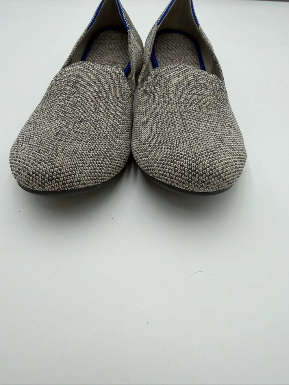Rothy’s Women’s Size 8 Gray Knit Loafers Flats Blue Stripe Washable Shoes